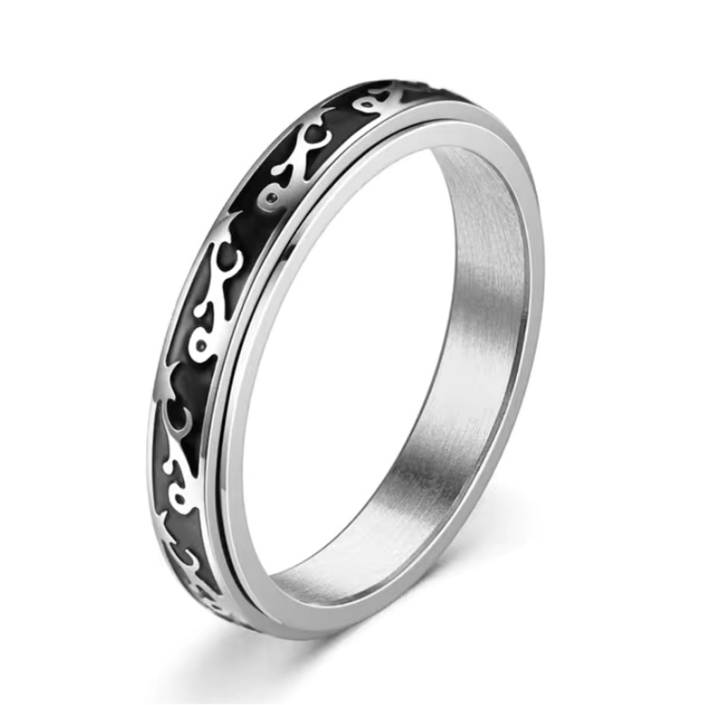 Tribal Spinner Ring Stainless Steel Fidget Band